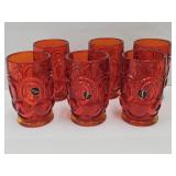 6 Smith Moon & Stars Amberina  11 OZ Tumblers