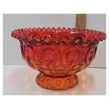 Smith Moon & Stars Amberina 10"w Crimped Compote