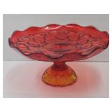 Smith Moon & Stars Amberina 9.5"w Cake Plate?