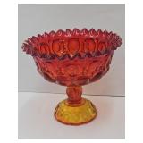Smith Moon & Stars Amberina 8"w Pedestal Compote