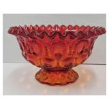 Smith Moon & Stars Amberina 7.5"w Crimped Compote
