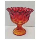 Smith Moon & Stars Amberina 6" h Crimped Compote