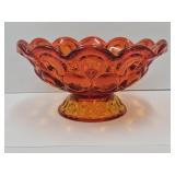 Smith Moon & Stars Amberina 7.5"w  Crimped Compote