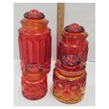 Smith Moon & Stars Amberina  Cannisters 5" to 11"