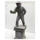 Vintage Cast iron  Lantern Boy w  Base See Pics