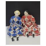 2 Porcelein & Cloth Dolls 22" L