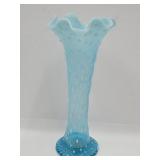 11"h Northwood Turquoise Opalescent Swung Vase