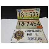 Indiana Embossed License Plates & American Legion