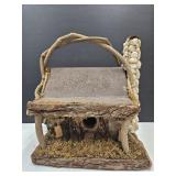 Log Cabin Birdhouse Stone Chimney 12" w x 12.5" h