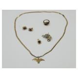 Costume Jewelry Eagle Necklace, Pendant, Rings +