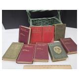 Lot of Harold Wright Vintage Books & Basket