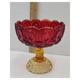 10" H Moon & Stars Smith Amberina Compote