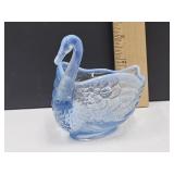 Opalescent Blue Glass Swan 5" L
