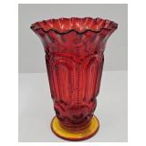 6.5" h Moon & Stars Amberina Smith  Fluted Vase