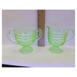 VTG Uranium Glas Cream & Sugarbowl Set
