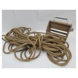 Wood Bottle Carrier w Opener & Rope