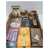 Lot  Magnifier,Box Reno Matches, Bigfoot Caller +