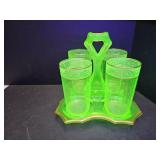 VTG Cambridge Uranium Glasses Gold Trim & Carrier
