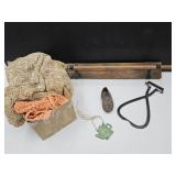 VTG Doilies, Tablecloth, Ice Tongs, Towel Bar+