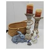Home Decor Timed Battery Candles, Bunnies,Baskets
