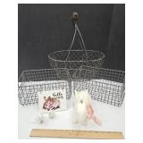 Metal Basket Decor 12 " & Bunnies