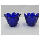 2 Viking Cobalt Candle Holders