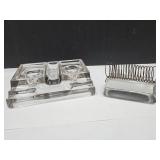 Pat 1900 Glass & Metal Letter Holder & Inkwell