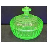 Uranium Covered Glass Candy Dish  4 1/4" w