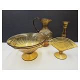 Indiana Amber Glassware , Pitcher, Bowl +