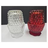 2 VTG Indiana Glass Fairy Lamps, Clear has  Crack