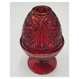 Red Tiara Glass Fairy Lamp with CRACK