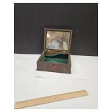 Antique Dresser Box w/Mirror 10x8x4H