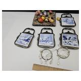 Set of 4 Currier & Ives Trivet,Eggs +