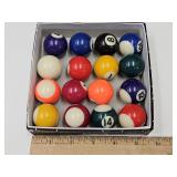 7 Miniature Billard Pool Balls w/Box