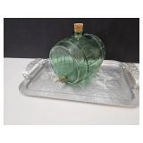 Hammered Aluminium Tray & Glass Dispenser
