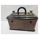 Antique Ink Wells w Sterling Silver Caps & Desk