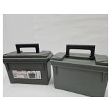 2 Plastic Ammo Boxes 5 x 11 x 7" high