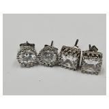 2 Pair Stud Earrings, One Set Marked 925 Silver