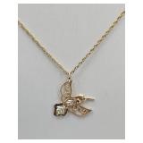 10 K Black Hills Gold Humingbird , 1/20 th Chain