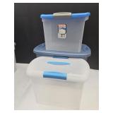 10 Gal Blue Tote & 2 Smaller Clear Totes