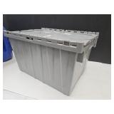 Gray Scissor Lid Storage Tote