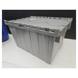 Gray Scissor Lid Storage Tote