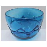 Large Hand Blown Blue Bowl 8" wide
