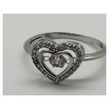 New 925 Silver Heart Ring Sz 9