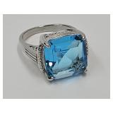 925 Sterling Silver Ring SZ 10  w Blue Zircon