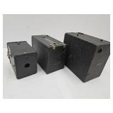 3 Vintage Box Cameras -Ansco, Brownie, Box Scout