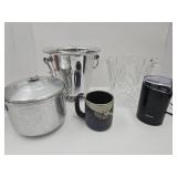 Ice Buckets, Signed Coffee Mug & Coffee Grinder