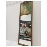 Vintage Framed Wall Mirror with Lady 11.5 x 38"