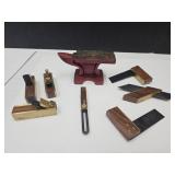 5.5" Anvil, Wood & Brass Tools, Planes & Squares