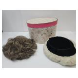 VTG Hat Box w/Hat & Wig